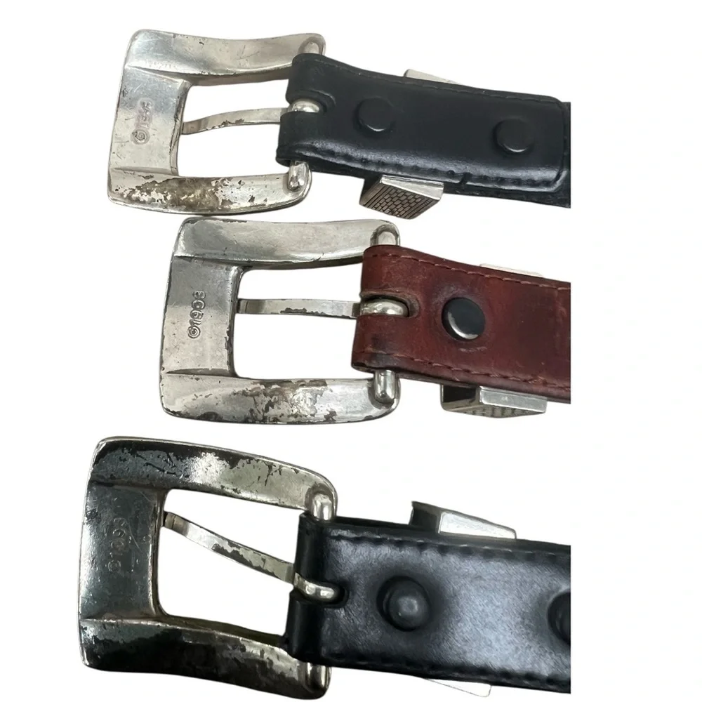 Brighton (3) Leather Buckle Belts. 2 black. 1 brown. SZ. 38 & 40
